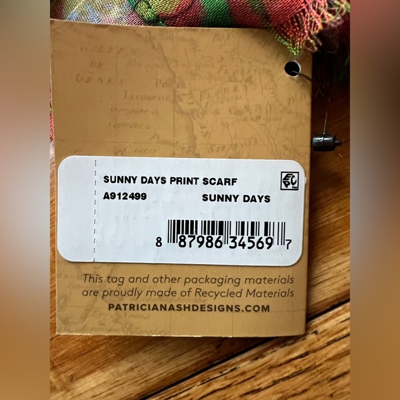 Patricia Nash Scarf Sunny Days Floral Green Multicolor Scarf - Picture 12 of 12